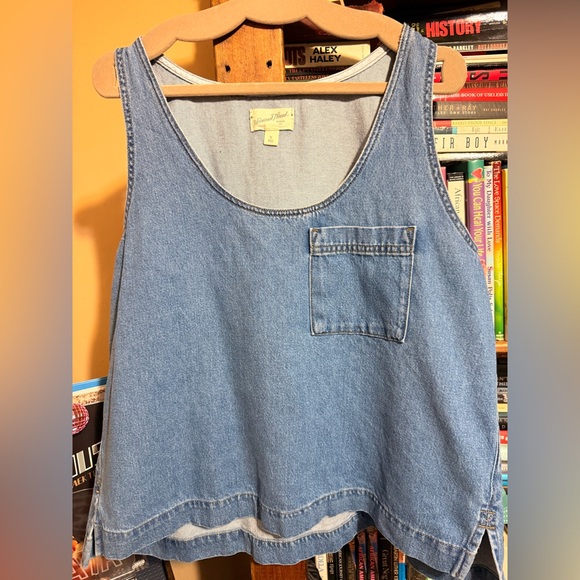 Universal Thread Tops - Universal Thread Light Blue Denim Tank with Chest Pocket